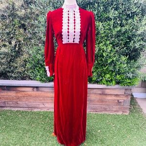 Vintage Victorian Revival Velvet Dress